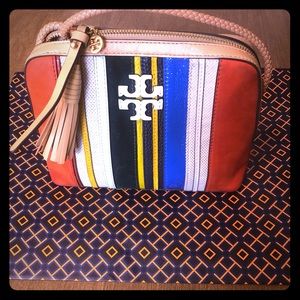 Tory Burch ballon striped camera bag